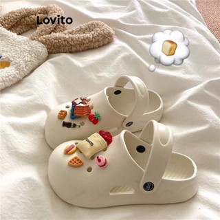 Dép Lovito đế dày họa tiết hoạt hình dễ thương đế mềm thoải mái khi đi ra ngoài cho nữ LFA59215