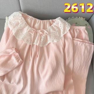  Đồ ngủ nữ hoạ tiết dễ thương đồ bộ mặc nhà Bộ đồ ngủ Học sinh thiếu nữ Áo quần tay dài pijama 2612 