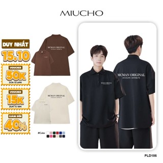 Áo polo nam form rộng đẹp PLD186 Miucho tay lỡ vải cotton mềm mại cho nam in Typography