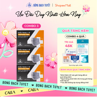 Combo 3 Hộp Khẩu trang Bông Bạch Tuyết 4 lớp than hoạt tính (50 cái/hộp)