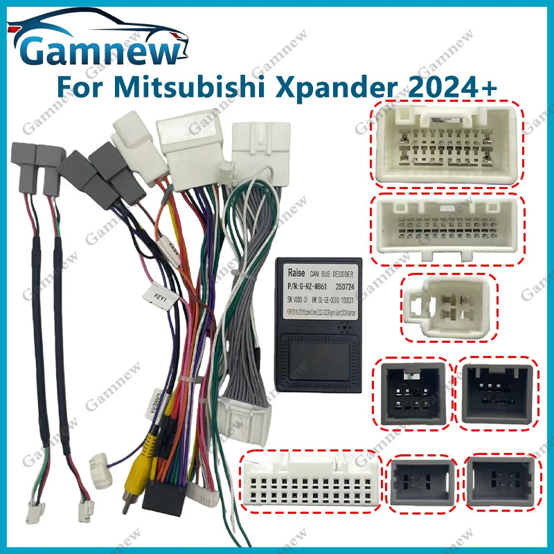 Gamnew Xe 16PIN Android Dây nịt Adapter Canbus Hộp Giải Mã Cho Mitsubishi Xpander 2024 + G-RZ-MB61