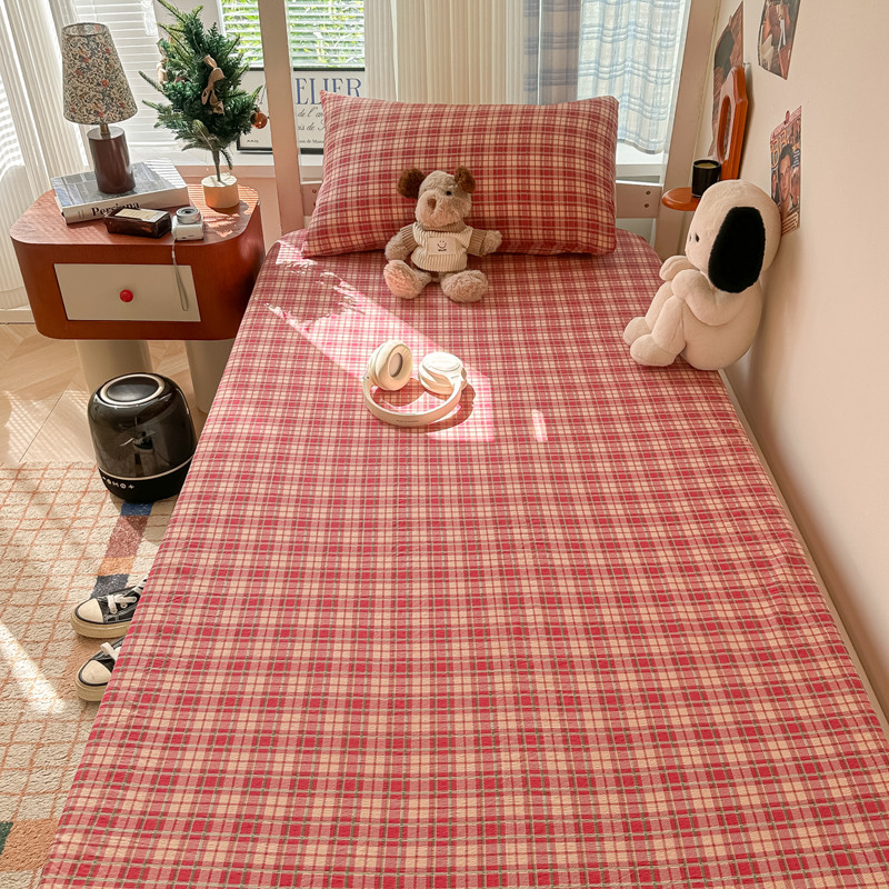 Ký Túc Xá Sợi Đôi Kiểm Tra Ga Trải Giường 90x200 Sinh Viên Nệm Đơn Vỏ Bảo Vệ Nệm Chống Trơn Trượt Ba