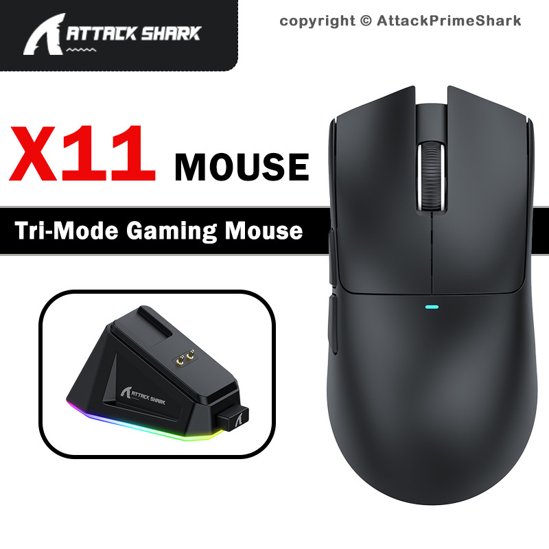 Chuột chơi game không dây ATTACK SHARK X11 PAW311 22000 DPI Đế sạc RGB ba chế độ