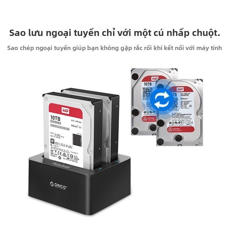 Đế đọc ổ cứng 3.5 inch Orico 2 khay docking station hdd ssd box sao chép dữ liệu offline cắm ngoài g