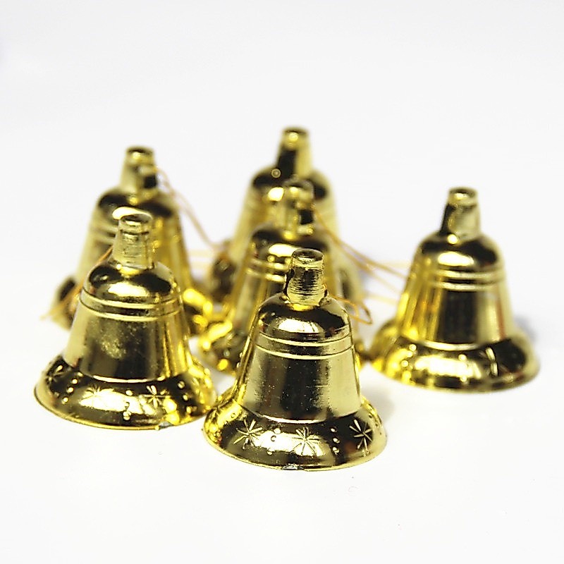Set 10 Chuông Sọc Bông Tuyết Mini Trang Trí Cây Thông Noel Nhiều Kích Thước