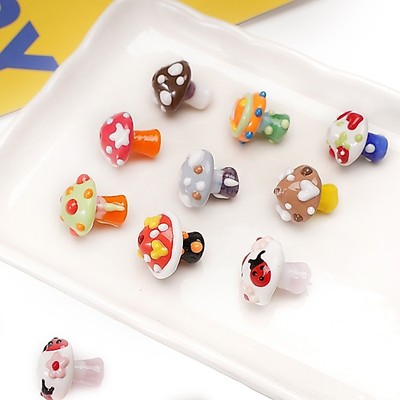 1 mảnh 17x16mm Tay Vẽ Bằng Kính Nấm Hạt Cho DIY Trang Sức Vòng Tay Vòng Cổ Làm Phụ Kiện