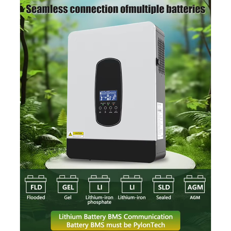 Biến tần năng lượng mặt trời SP 7KVA-6200W-48V sạc MPPT 110A -  Hybrid Inverter-điện áp cao PV 55V-4