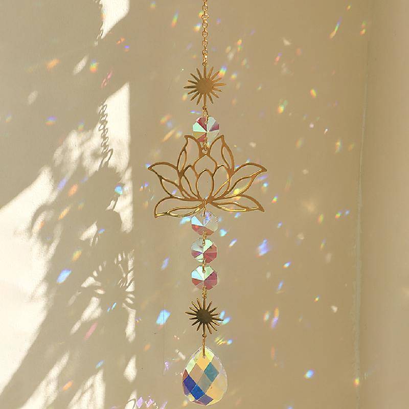 ALLSTOR Sun Catcher Crystal Lotus Treo Crystal Glass Sun Catcher Trang trí ngoài trời VN
