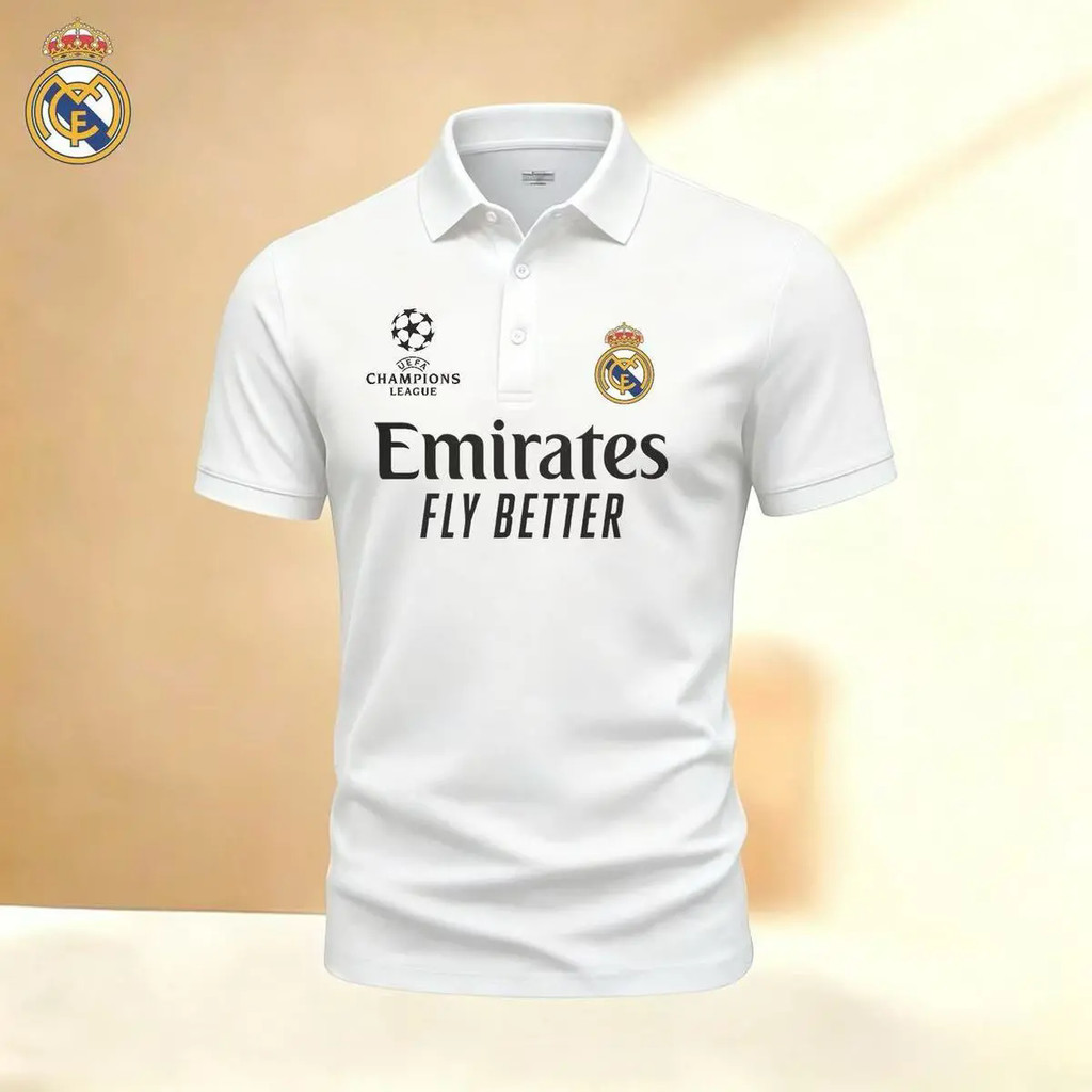 THỜI TRANG KINH DOANH THƯỜNG XUYÊN NGẮN POLO ÁO THUN THỂ THAO NAM CHAMPIONS LEAGUE REAL MADRID FOOTB