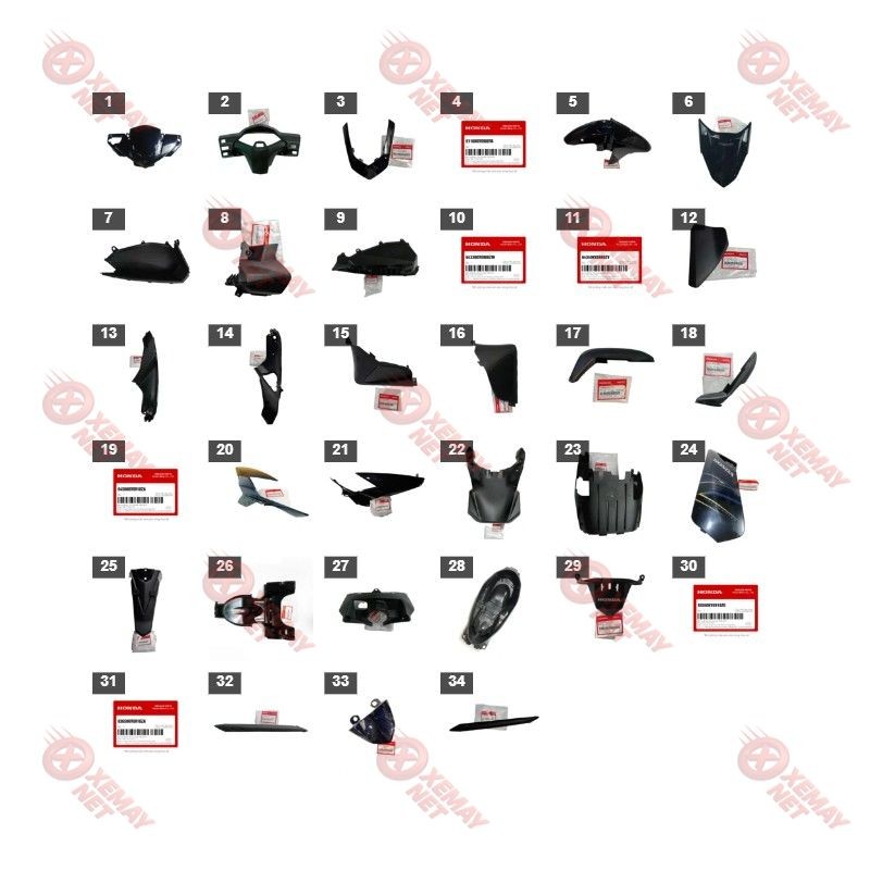 Bộ Nhựa - Dàn Vỏ - Dàn Áo Air Blade 110 Năm 2008 Màu Xanh Đen - Pb383 A3