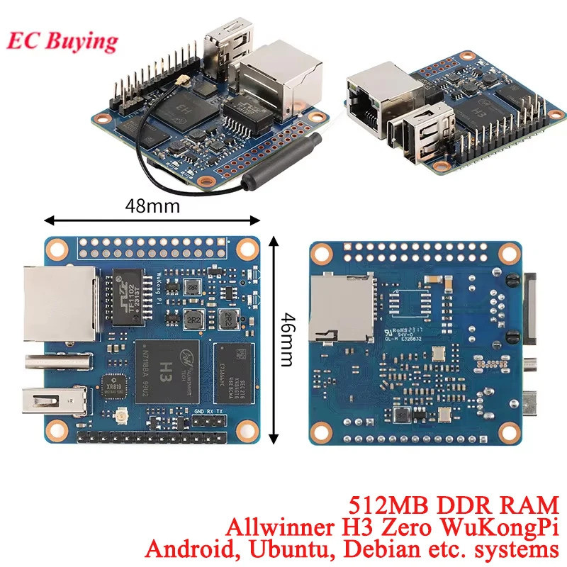 Allwinner H3 Zero WuKongPi Mô-đun phát triển LCD 256MB / 512MB Máy tính bảng đơn Linux Phát triển lõ