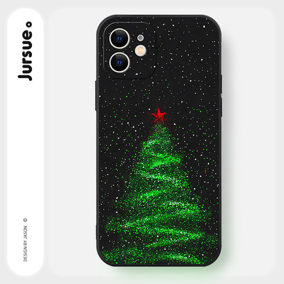 JURSUE Ốp lưng Giáng Sinh Nghệ thuật trừu tượng ngộ nghĩnh chống sốc chống bẩn mềm cho iPhone 17 Air 16 15 14 13 12 11 PRO MAX SE 2020 X XR XS ip 8 7 Plus kute G10423Q -S