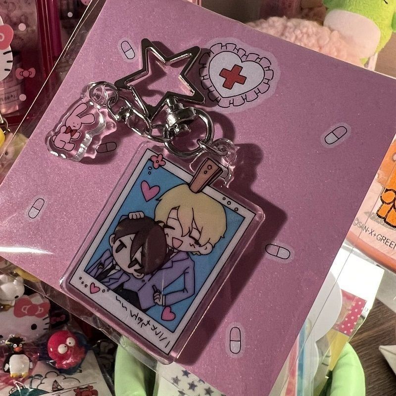 Ouran High School Host Club Anime Keychain Women Suou Tamaki Acrylic Key Chain Man Fujioka Haruhi Ke