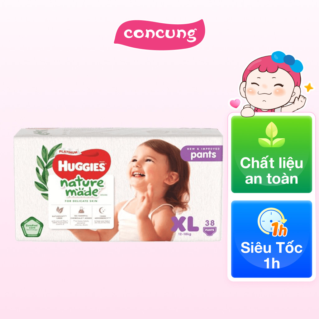 Combo 3 Tã quần siêu cao cấp Huggies Platinum Nature Made XL 38 miếng - concung