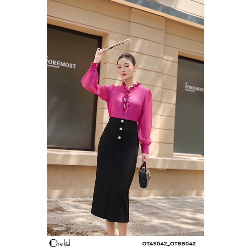 Chân váy juyp mango đen dáng ôm cạp cao Orchid – OT8B042