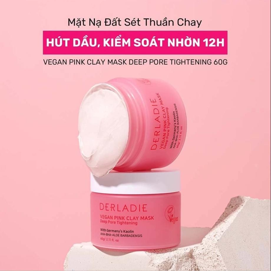 Ảnh 2 của Mặt Nạ Đất Sét Derladie Vegan Pink Clay Mask Deep Pore Tightening Hút Dầu Kiểm Soát Nhờn 12H 60g