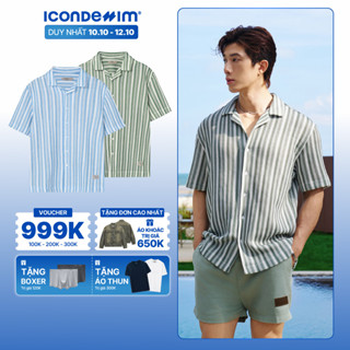 Áo Sơ Mi Nam Cuban ICONDENIM Họa Tiết Kẻ Sọc Sundaze Rush Form Relax SMID0322