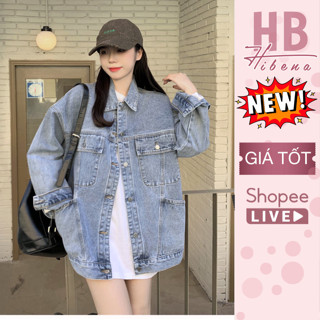 Áo Khoác Jean Nữ Form Rộng Hibena, Áo Bò Unisex Nữ Xanh Sáng Bigsize Phong Cách Đơn Giản A02