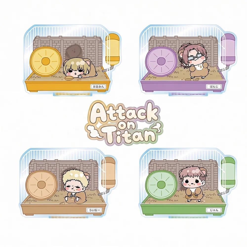 Attack on Titan Hamster Q-version Levi Ackerman Mikasa Ackerman  Dễ thương Anime Acrylic mô hình sta