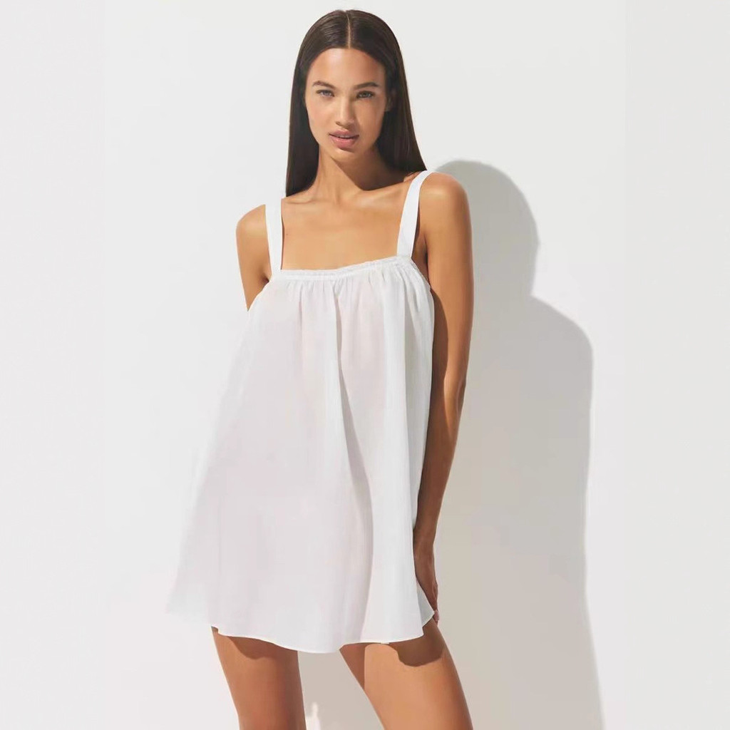SKIMS New Product COTTON VOILE MINI DRESS Rustic-style cotton suspender dress