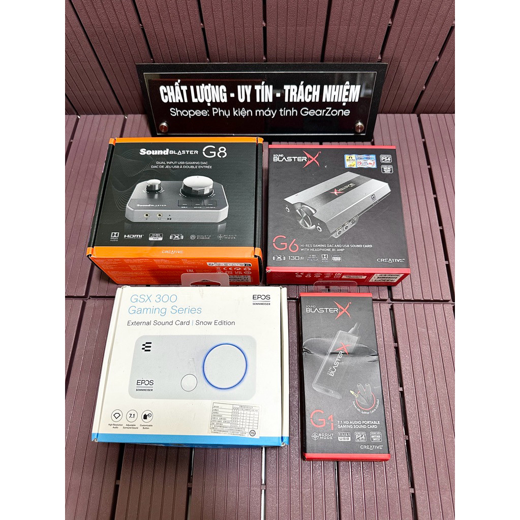 Thẻ âm thanh Creative BlasterX G1, G3, G5, G6, G8, Gsx1000, X3, X4, E5 new hoặc qua sử dụng (Gearzon