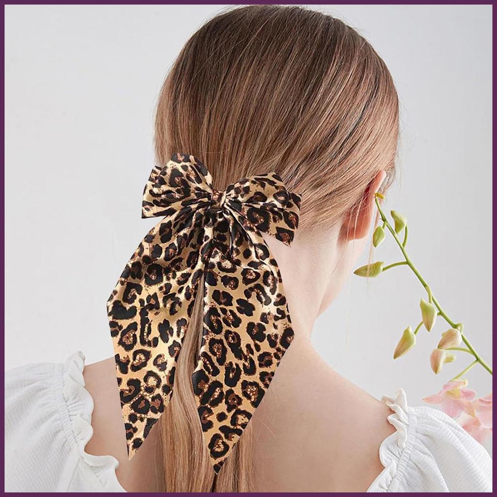 Da Báo In Tóc Barrettes Nơ Tóc Barrettes Kẹp Với Da Báo Mềm Nơ Lớn Giá Đỡ Tóc Barrettes haiotavn