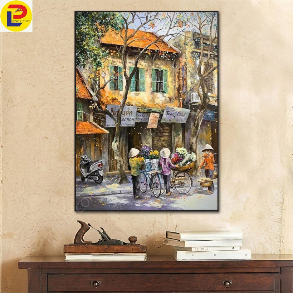 Tranh Hà Nội Xưa Vintage Trang Trí Nhà Hàng, Khách Sạn, Homestay, Decor Quán Coffee, Phòng Khách,...