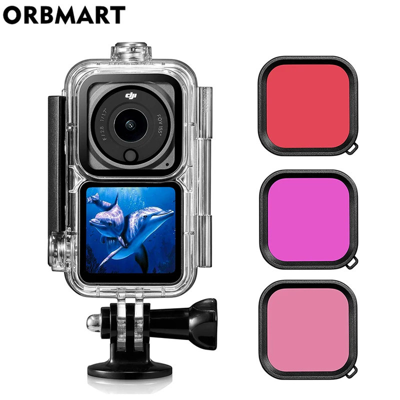 Vỏ chống nước cho DJI Action 2 Vỏ bảo vệ Bộ lọc lặn dưới nước cho phụ kiện DJI Osmo Action 2