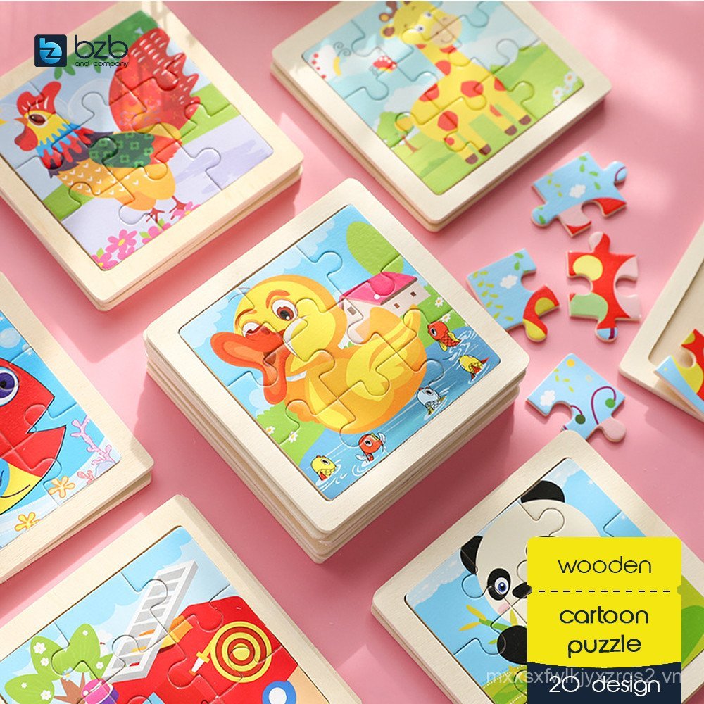 Câu đố bằng gỗcuteeducationwooden Puzzle learningtoyjigsawcartoonkidsearly9pcsteka-tekimini