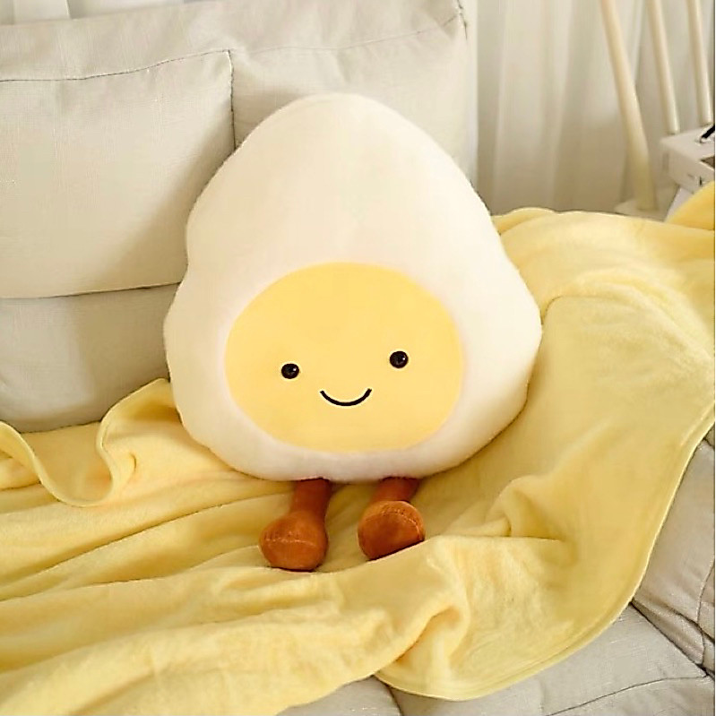 Gối + chăn Trứng ốp la Eggs hands warmer 3 trong 1 tiện lợi làm ấm tay cho văn phòng gối ôm thú nhồi