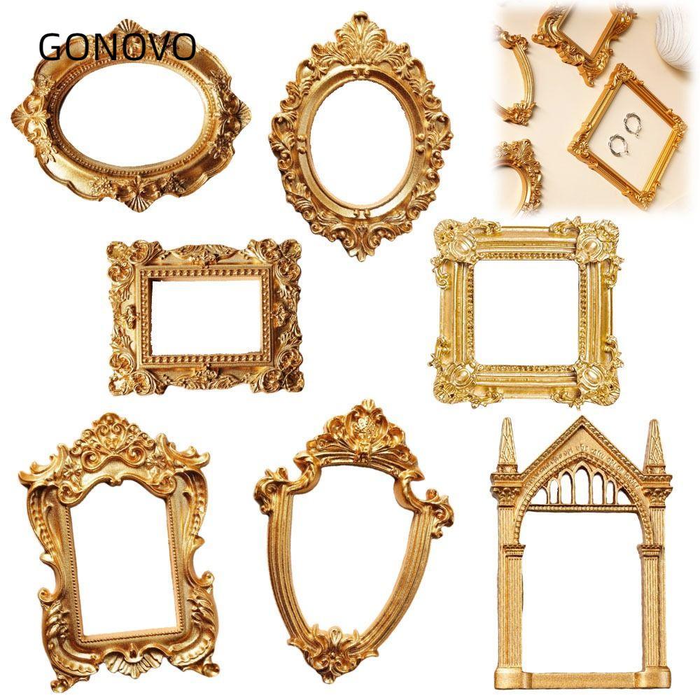 GONOVO DIY Shadow Box Frame, DIY Mini Photo Frames, Creative Gold Wedding Photo Display Frame Quà tặ