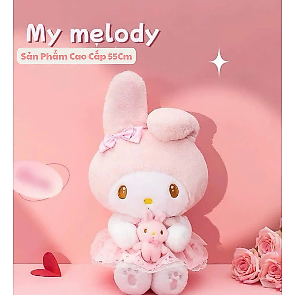 Gấu Bông Kuromi Melody Ôm Gấu, Thú Nhồi Bông Kuromi My Melody