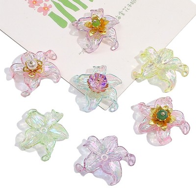 4 Cái / túi 30 Mm Acrylic Cánh Hoa Hạt AB Màu Năm Cánh Hoa Quyến Rũ Cho Bông Tai Kẹp Tóc DIY Trang Sức Thủ Công Làm