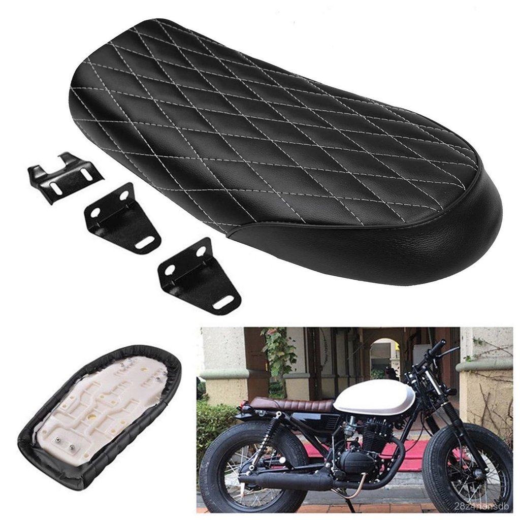Yên xe máy độ dáng gù Tracker Cafe Racer CG125 bọc da sọc bánh mì đệm mút đúc dày êm ái chống thấm n