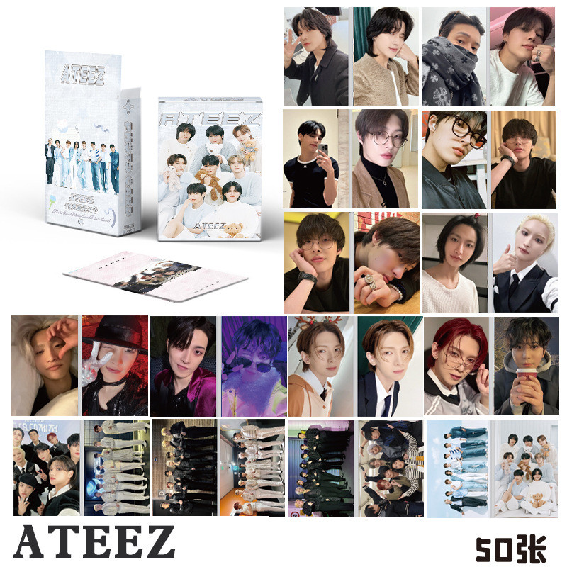 Kpop ATEEZ Album Laser Photocard Lomo Card 50 cái / hộp