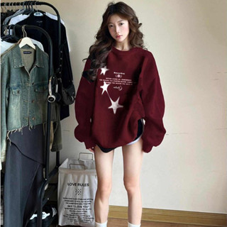  áo sweater nữ form rộng girl phố màu đỏ áo tay dài nỉ local brand Salute 