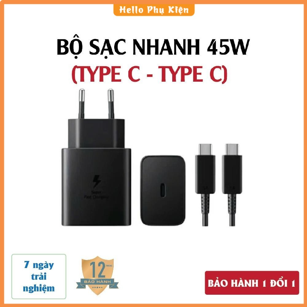 Bộ sạc nhanh 45W Type C to Type C cho các dòng máy SS. Dành cho SAM / Android chân (C - C), Cáp sạc 