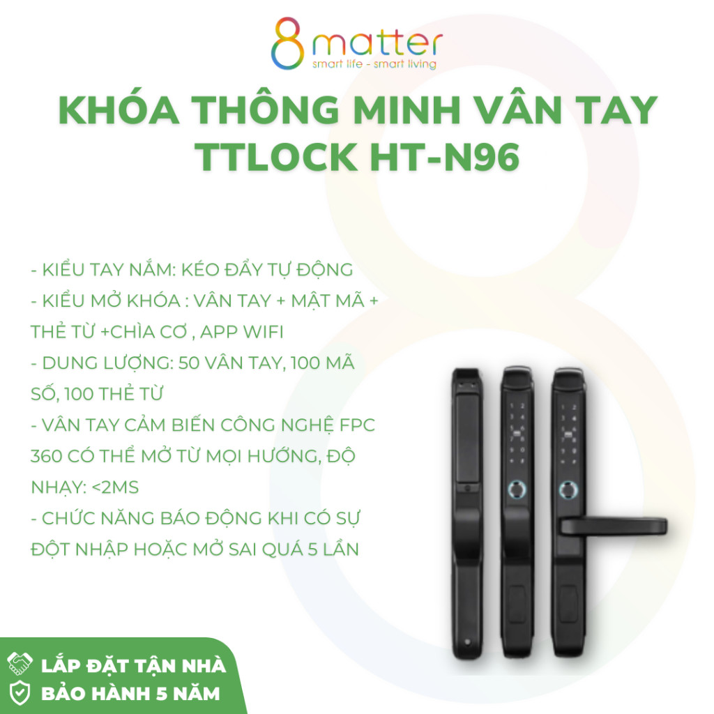 Khoá thông minh vân tay TTLock HT-N96