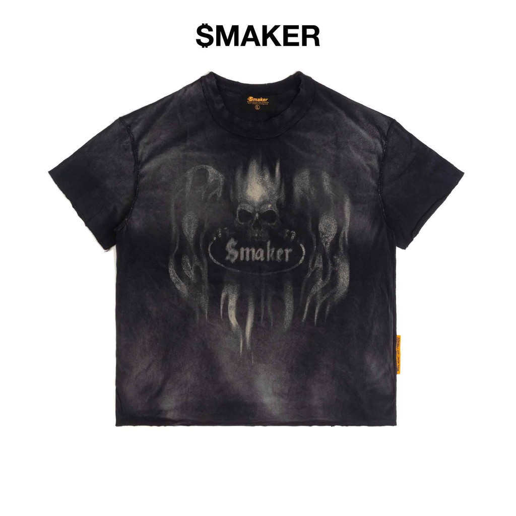 [SMAKER] Áo thun 100% cotton washed màu đen - $OE WASHED TEE IN BLACK