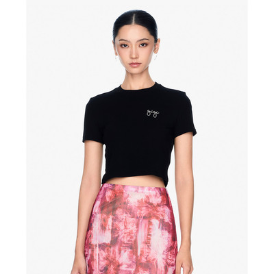GIGI - Áo croptop nữ cổ tròn tay ngắn phối logo_G1201T242277-66