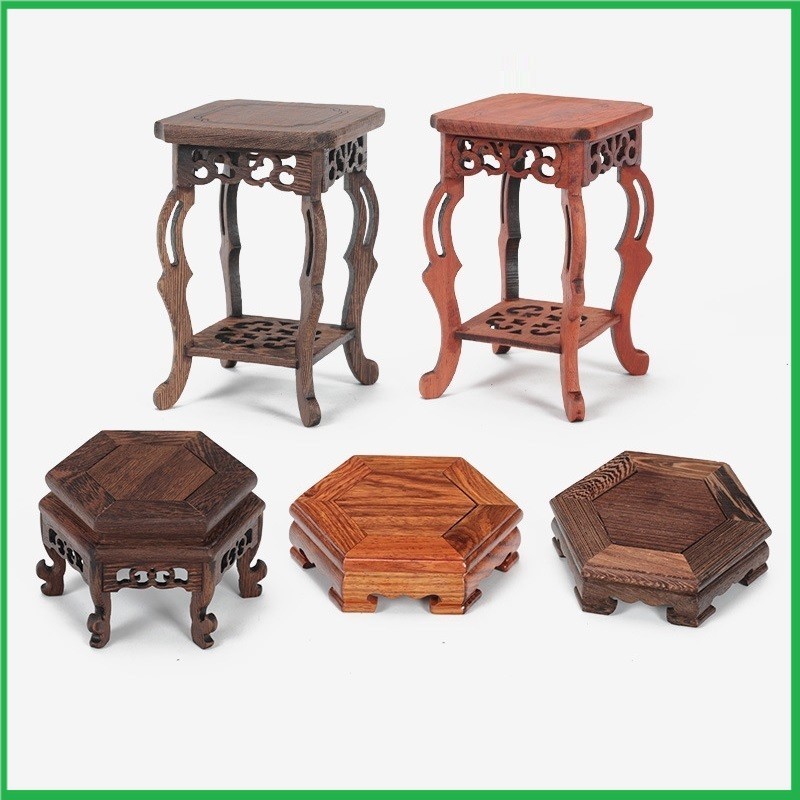 Đế Gỗ, Đôn Gỗ Kỷ Ngựa Để Chậu Bonsai Mini Tượng Gốm Ấm Trà