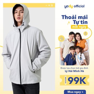 Áo khoác gió nam Yody mũ liền lót lông cản gió cản nước giữ ấm AKM7007