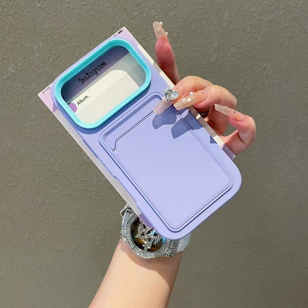 Ốp điện thoại cứng có khe cắm thẻ silicon sang trọng Thích hợp cho iPhone 17 16 15 14 13 12 11 Pro M