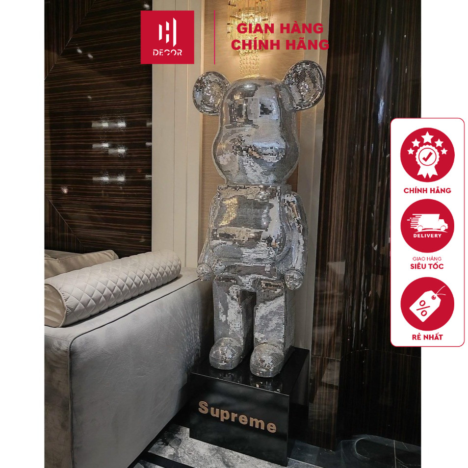 GẤU BEARBRICK Size 135cm, Ống Heo Tiết Kiệm Tượng Gấu Mô Hình Bearbrick Decor Nhà Cửa, Quà Tặng Cao 
