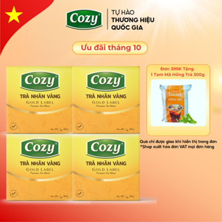 Combo 4 Hộp Trà Đen Nhãn Vàng Cozy 100 Túi Lọc (Không HS) Dùng Pha Chế Trà Chanh, Trà Tắc, Trà Sữa