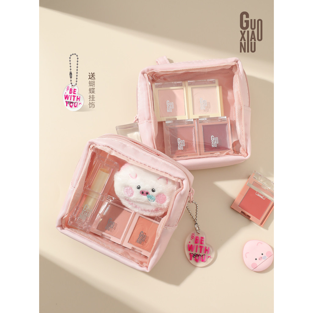 Guo Xiaoniu Đau Puff Túi Đựng Mỹ Phẩm Túi Bảo Quản Nữ Túi Nhỏ Trong Suốt Di Động Nhỏ Lót 2025 Phong 