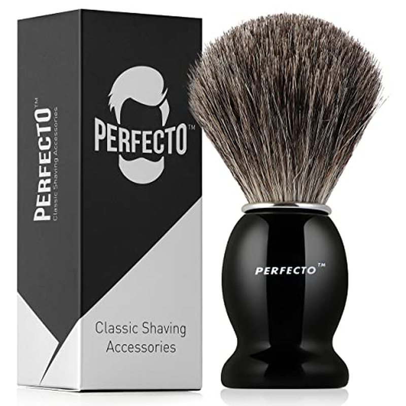 Bàn chải cạo râu Perfecto 100% Pure Badger - Tay cầm màu đen- Được thiết kế để cạo râu tốt nhất tron