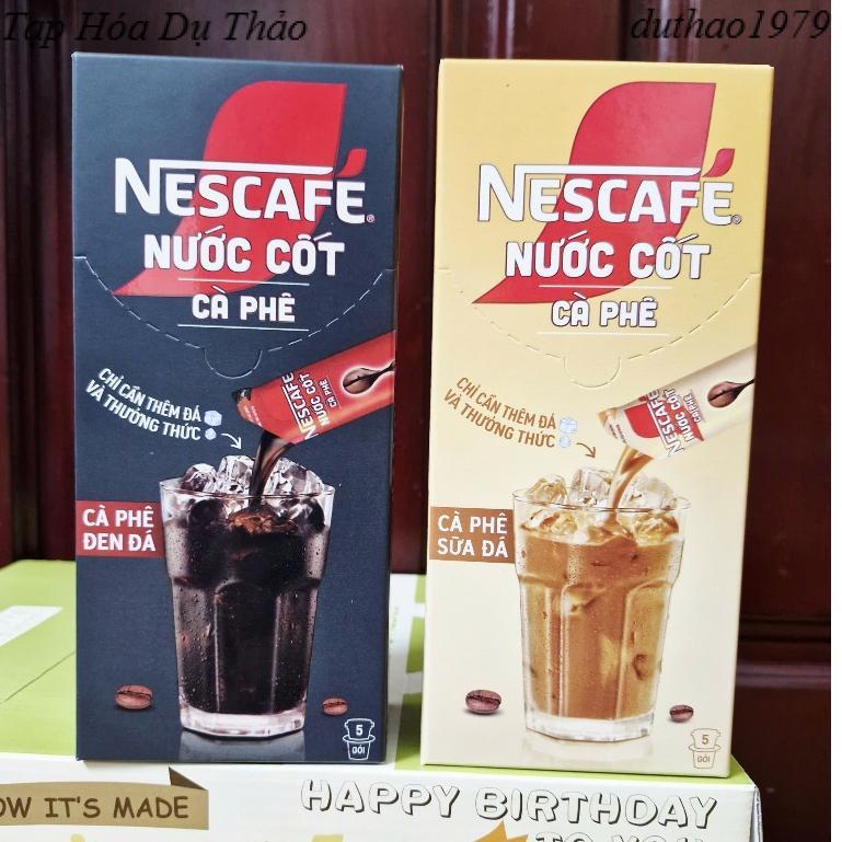 NESCAFÉ Nước Cốt Cà Phê  Sữa Đá /Đen Đá Hộp 375ml (5 gói x 75ml)