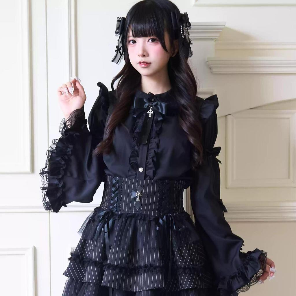 * * Nightbird * Ji Áo Sơ Mi Tay Lei Quần Áo Sản Xuất Hàng Đầu Gothic Gothic Gothic Gothic Gothic Nhậ