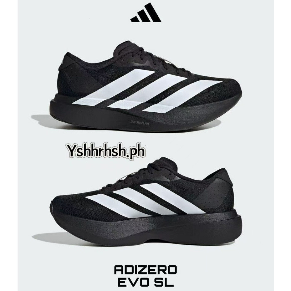 Giày Adidas Adizero Evo SL, đen và xanh nhạt, unisex, thoải mái khi mặc.